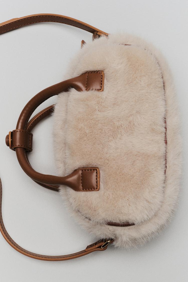 FAUX FUR BOWLING CROSSBODY BAG